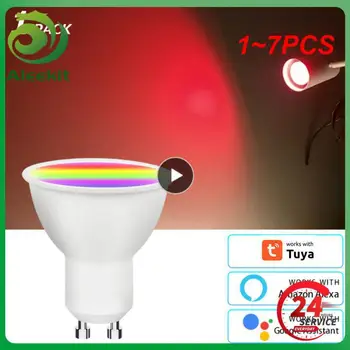 1 ~ 7ШТ Led лампа Цветен прожектор вътрешна Неонова реклама Крушка RGB Осветление с дистанционно управление COB 220 В, с регулируема яркост Промяна на цвета на Smart