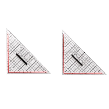2 елемента от 30 см Триъгълна линийка за чертане, богат на функции линийка за чертане с дръжка, Транспортир, Измервателна линийка, Канцеларски материали