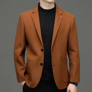 2023 Висококачествени Мъжки Бизнес Двупосочен Вълна Младежки Всекидневен костюм от Туид в Британски стил С Яка версия на Корейския West Blazer