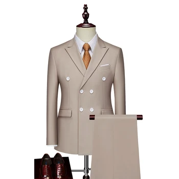 202New костюм-двойка (костюм + панталони в западен стил) мъжки бизнес всекидневен костюм двубортный всекидневни бизнес професионални бизнес костюм