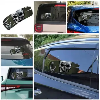 3D реалистични автомобилни стикери с черепа Ужас Автомобилни стикери Водоустойчив грозни етикети на Хелоуин Стикери за стъкла Броня на задното стъкло