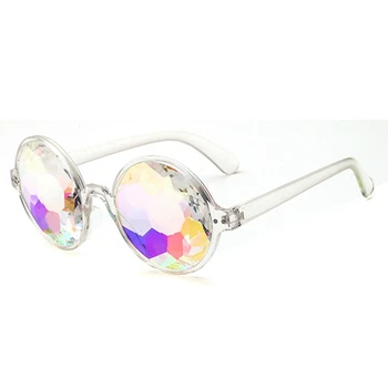 4X Очила-калейдоскоп, Рейв фестивал, Слънчеви очила за партита с дифрагированными лещи-Прозрачен