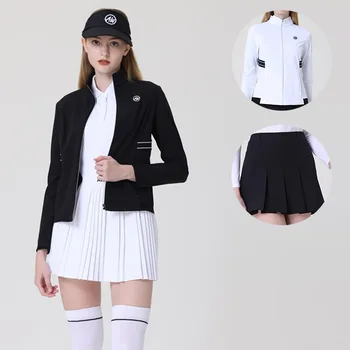 Azureway Дамски ветрозащитная тънка яке за голф, водонепроницаемое палто с дълъг ръкав, дамски тънък плиссированная пола, леки всекидневни комплекти панталони-кюлотов