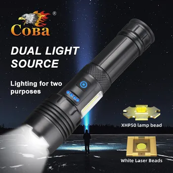 COBA Super XHP120 Мощен Led Фенерче XHP90 High Power Факел Light Акумулаторна Тактически Фенер 18650 Usb Кемпинговая Лампа