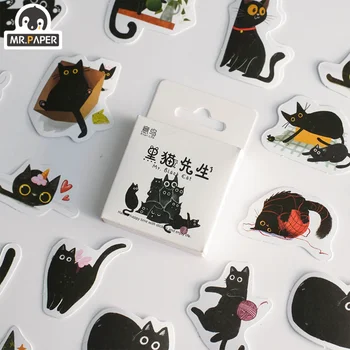 Mr. Paper 46 бр. /кор. Етикети с черна котка Kawaii, Елементи на декора, Ръководството на 