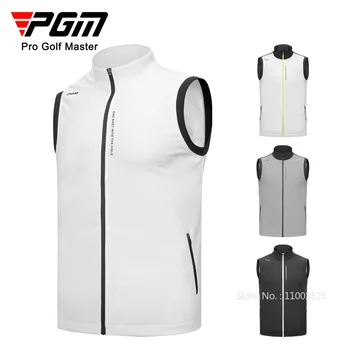 PGM Мъжки меки якета за голф, без ръкави, мъжки чанти спортна жилетка, мъжки непромокаеми палта с джобове с цип, ежедневни зимни якета M-XXL