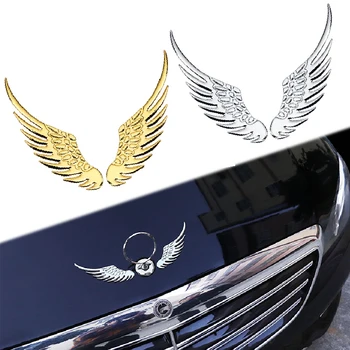 Wooeight 2x Angel Wing Забавно 3D стикер на колата, Значка, Емблема, Водоустойчив Хромирани стикер емблема на колата стикер за автомобил с логото на автомобила