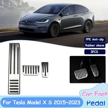 Автомобилни Крак Педала за Tesla Model X S 2015 ~ 2022 2023 Акцент На Спирачки Покриване на Педала на Газта Подложки против хлъзгане, Аксесоари За Интериора