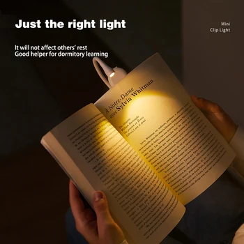 Гореща акумулаторна лампа за четене със скоба, led нощна светлина за защита на очите, въртяща се на 360 ° настолна лампа за пътувания, Дом на книгата лампа