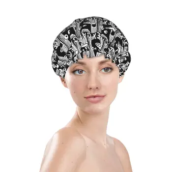 Дамски шапки за душ с логото на Sandy Alex G Dog, водоустойчив шапчица, за косата, за бани голям размер