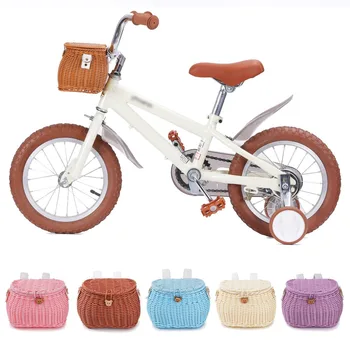 Детски мотор кошница, Предна кошница за велосипед с пагон, Кошници за съхранение на велосипеди, Бебешки кошници за пикник с играчки от ратан ръчно изработени