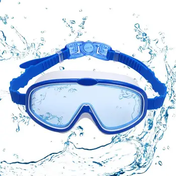 Детски очила за плуване с защита от мъгла и виолетови, маска за гмуркане с шнорхел с голямо преглед, Силиконово уплътнение, Екипировка за гмуркане, за момчета и момичета, басейн, Плаж