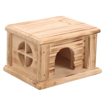 Дървена барака за хамстер, Къща за почивка, за зайци, Дървена убежище за малки животни, клетка за домашни любимци