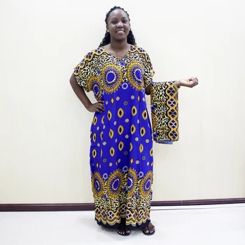 Ежедневна Дълга рокля от памук, с леопардовым принтом, Дамски Есен Облекло в африканския стил Дашики с шал