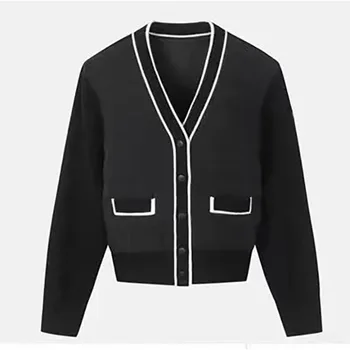 Есенно-зимни нова корейска облекло за голф Дамски однотонная черно-бяла Класическа цвета Леко и топло палто пуховое