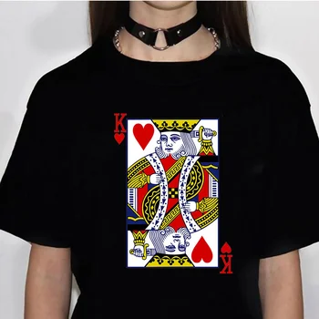 Женска тениска с игральными карти Y2K смешни top дамски дрехи в стил манга харадзюку