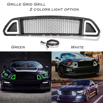 За Ford Mustang 2015 2016 2017 Предната решетка на колата Централна решетка с led лампа Бял/зелен бърз кораб