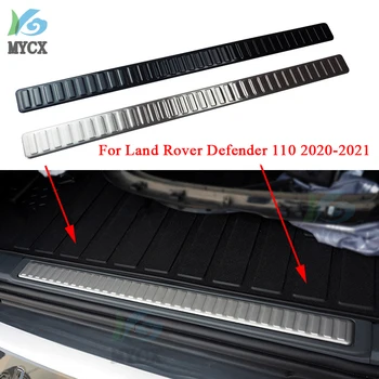 За Land Rover Defender 110 2020-2021 Неръждаема стомана, черен/сребрист цвят, тампон на задна броня на автомобила, стикери, Аксесоари за автомобили