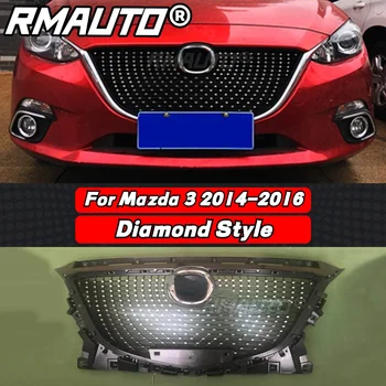 За Mazda 3 Axela 2014-2016 Решетка Предна Броня в Ромбовидном Стил Състезателна Решетка Окото Бодикит За Mazda 3 Axela Автомобилни Аксесоари