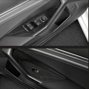За Volkswagen Jetta Mk7 2019-2021 ABS карбоновое влакна Прозорец заключване Повдигаща се завърши Рамката стъклена бутон за включване на кутията бутони за управление