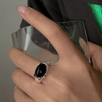 За да създадете пръстен VENTFILLE от сребро проба 925 с черно цирконии за жени, леки луксозни декорации за партита Ins Temperament, Новост 2021 г.