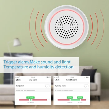 Звукова И Светлинна Аларма Мобилно приложение Remote За Домашна Сигурност Sound Light Alert Sasha Smart Wifi Support Алекса Home 3 В 1