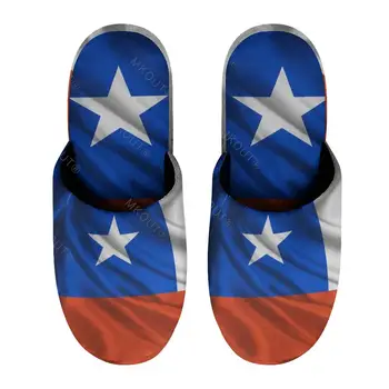 Знаме на Чили (19), Топли памучни чехли за мъже и жени, нескользящая космати обувки върху дебела подметка, домашни чехли Mule