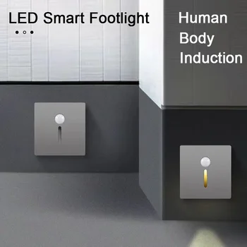 Интелигентен сензор за движение, led лампа за краката на стълба, вътрешен и външен Стенен монтаж, лампа за стълби, Една led лампа за стълби, Декорация на спалня