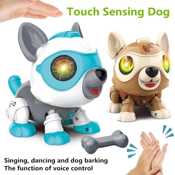 Интерактивна играчка-робот-куче, поющая, танцьорка и лающая куче, Храпящий умен робот-куче, забавни и сладки подаръци за деца