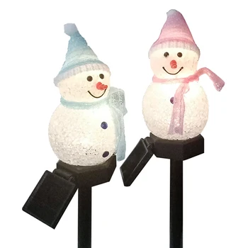 Коледна украса под формата на Снежен човек на открито, 2 опаковки соларни лампи за пътеки, трева, градина, Озеленяване на Вътрешен двор, Коледна украса