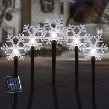Коледни светлини във формата на снежинки, 5 опаковки слънчеви Насоки на Коледа на пешеходна пътека, Приказни светлини, Градинска Празнична Алеи, вътрешен Двор, Градина 359