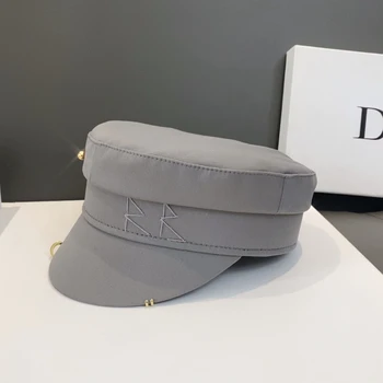Марка Desiagner, модна шапка, дамски модни шапка с плосък покрив, шапка вестникарче с украса под формата на обеци