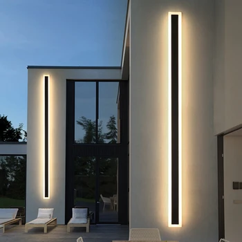 Модерен водоустойчив уличен led монтиран на стената лампа с дълга лента IP65, Алуминиев стенен лампа за градина на верандата, стенни 110 В На 220 В 24-Топло бяло