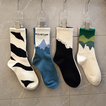 Модерен Мъжки Чорапи в стил A/B, С Асиметричен Дизайн, Уличен Хип-Хоп, Скейтборд, Мъжки Памучни Чорапи, Дишащи Harajuku Calcetines Hombre
