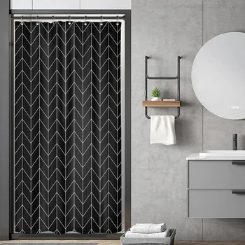 Модерна геометрична завеса за душ с абстрактно черно-бели линии, Минималистичные Завои, Богемное Минималистичное Декорация на баня