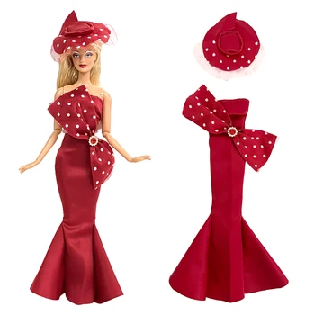 Модно червено сватбена рокля за кукла Барби, облекло, пола, добро качество, празнична рокля на принцеса за 1/6 FR, аксесоари BJD