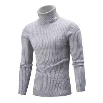 Мъжки трикотаж, есенно-зимния нов пуловер с висока яка, цветни обрат-гамаши