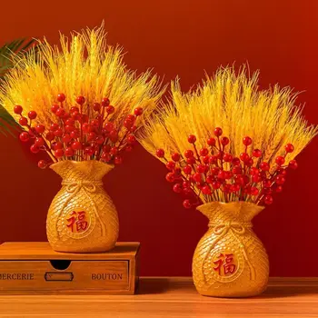 Нежна Ретро-ваза за цветя на късмет, Романтична Творчески Тенис на саксия, Пластмасова чанта за благословиите на цвят от Червено злато, декора на празника на Пролетта