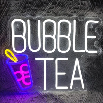 Неонова реклама с Bubble Tea bubble Milk Tea Led неонова реклама с регулируема яркост за бизнес-кафене, ресторант, магазин, бижута, монтиран на стената Арт-неонова светлина