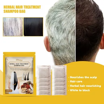 НОВ 10шт пакет хранителни вещества шампоан за по-бързо възстановяване черна коса Herbal Naturals за затъмняване черна коса