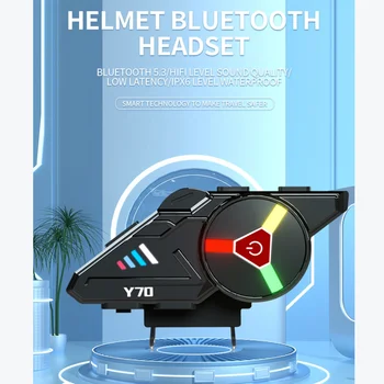 Нов NOYAFA Y70 Bluetooth 5.3 Мотоциклет Шлем Слушалки Водоустойчива IP65 Безжични Слушалки Хендсфри Музикални Слушалки
