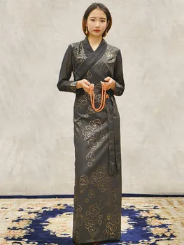 Ново женствена рокля от тибетската дрехи с лятна принтом, приталенное