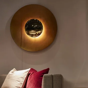 Постмодернистский хотелски светлина, Луксозна елегантна нощна лампа за спални, Декоративен фон, монтиран на стената Персонализирани кръг, с монтиран на стената лампа НЛО
