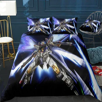 Пухени gundam Удобно стеганое одеяло Дизайн на домашен интериор Универсален комплект спално бельо + калъфка 3шт