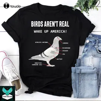 Реколта тениска Birds Are NOT Real Wake Up America, Тениска с Теорията на Конспирацията, Риза с птица, Риза Mecha Bird Shirt Xs-5Xl подарък Към поръчката