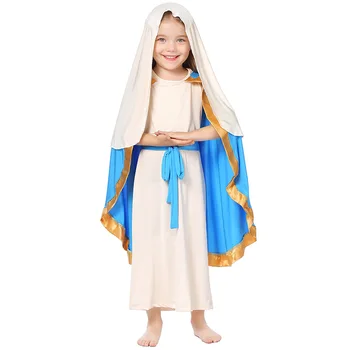 Ролева игра за Хелоуин, европейски и американски костюм, дреха без ръкави, шал, Древна облекло за родители и деца в бежов цвят.