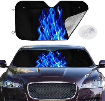 Сенника с шарките на синия пламък на преден стъкло за повечето седани SUV блокира максимално количество ултравиолетови лъчи и запазва прохладата на вашия автомобил