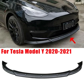 Спойлер обвеса предна броня от въглеродни влакна за Tesla Model Y 2020-2021 Защитния капак преден долен броня от полипропилен