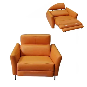 стол-диван от естествена кожа висше качество, cama с двоен електрически откидывающимся седалка Столове за всекидневна Функционален разтегателен диван и фотьойл