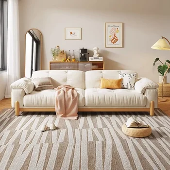 Текстилен диван в японски стил, брусочек тофу, хол, малък апартамент, дървена стил, скандинавски слоновье ухото, мебели от масивно дърво